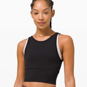 lululemon athletica Black Crop Top - Power Pivot Ribbed Tank